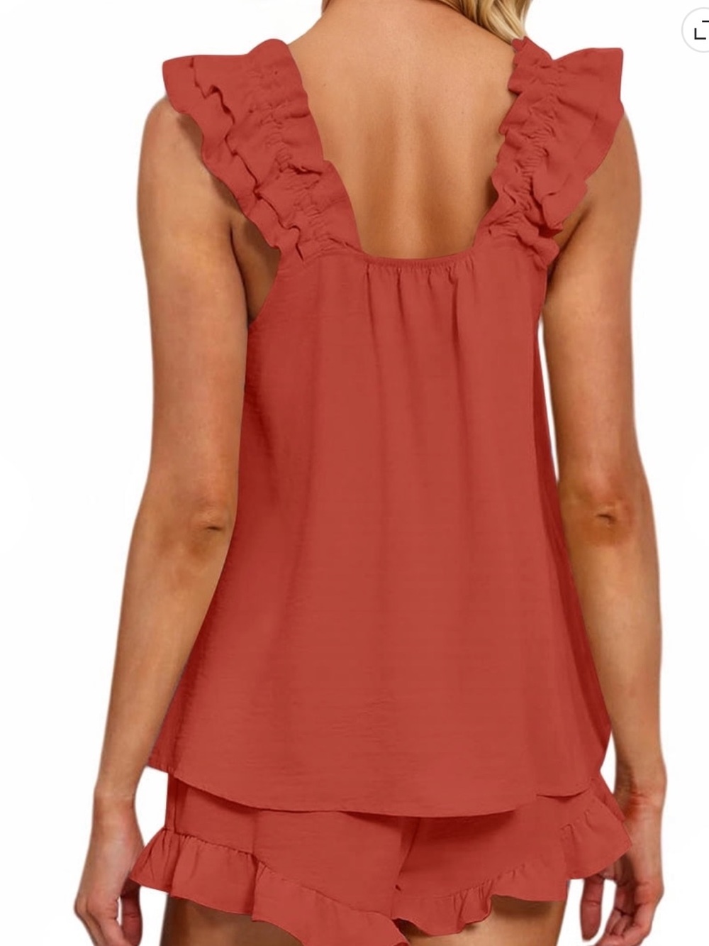 UVN Summer Pajamas 2 Piece Ruffled Tank Top & Shorts Sleepwear/Loungewear Set - Picture 4 of 7